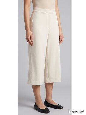 Ann Taylor Petite Cream Wide Leg Crop Pants Size 12P